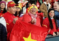 Cổ vũ thầy trò HLV Mai Đức Chung thi đấu, CĐV Việt Nam 'đỏ rực' trên các khán đài World Cup nữ 2023