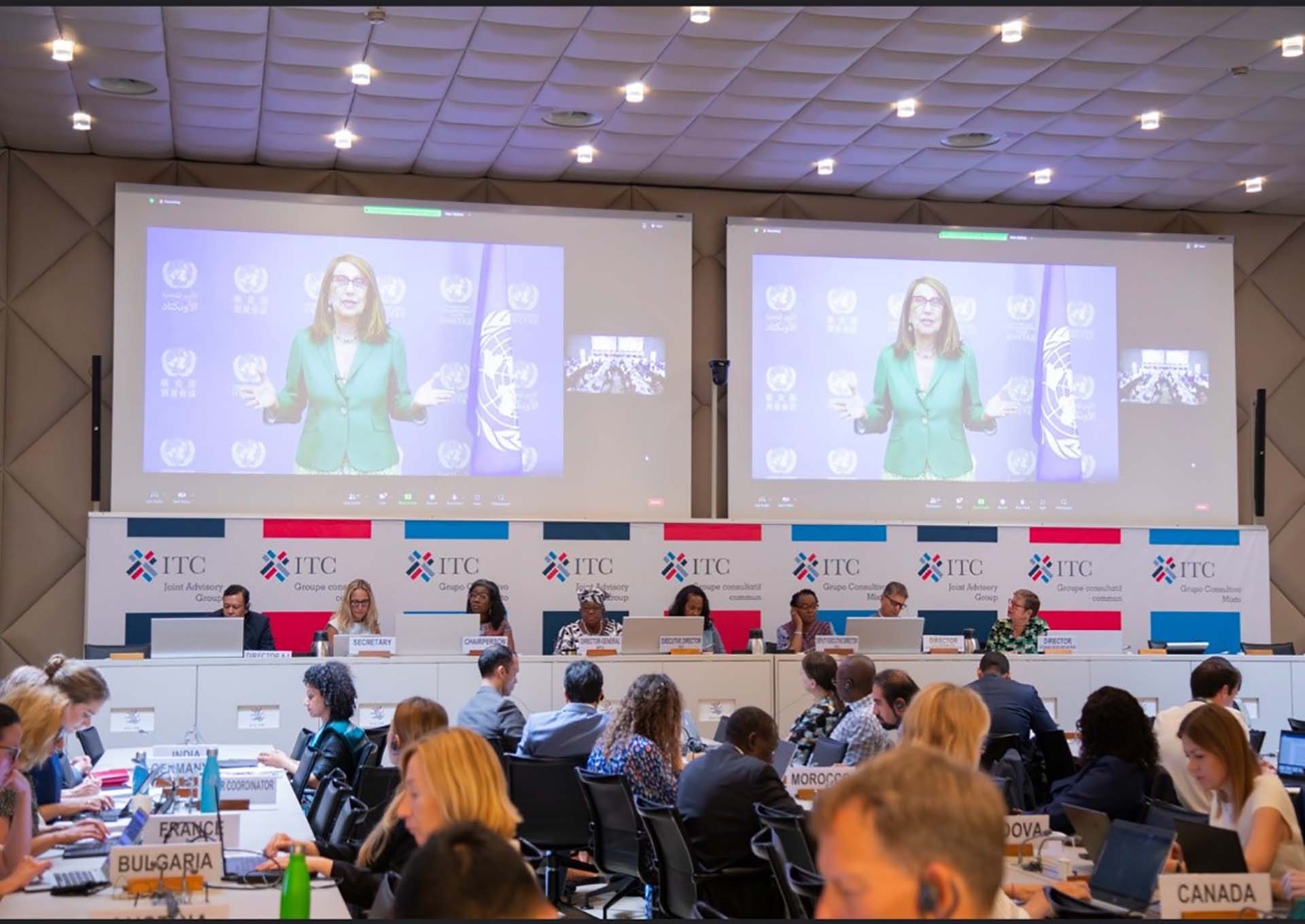 Tổng thư ký UNCTAD Rebeca Grynspan phát biểu trực tuyến tại phiên họp lần thứ 57 Nhóm tư vấn chung của ITC, Geneva ngày 20/7. (Nguồn: ITC)
