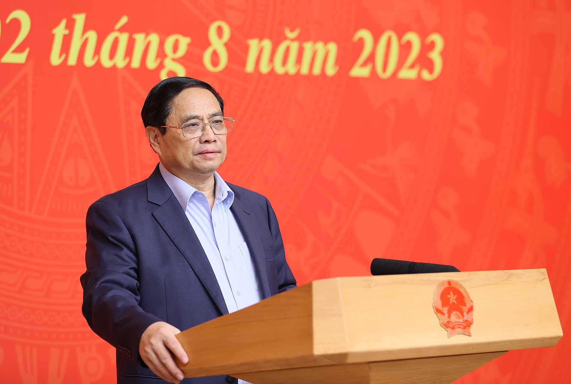 Thủ tướng Phạm Minh Chính phát biểu tại phiên họp lần thứ nhất Ban chỉ đạo tổng kết 10 năm về hội nhập quốc tế. (Nguồn: TTXVN)