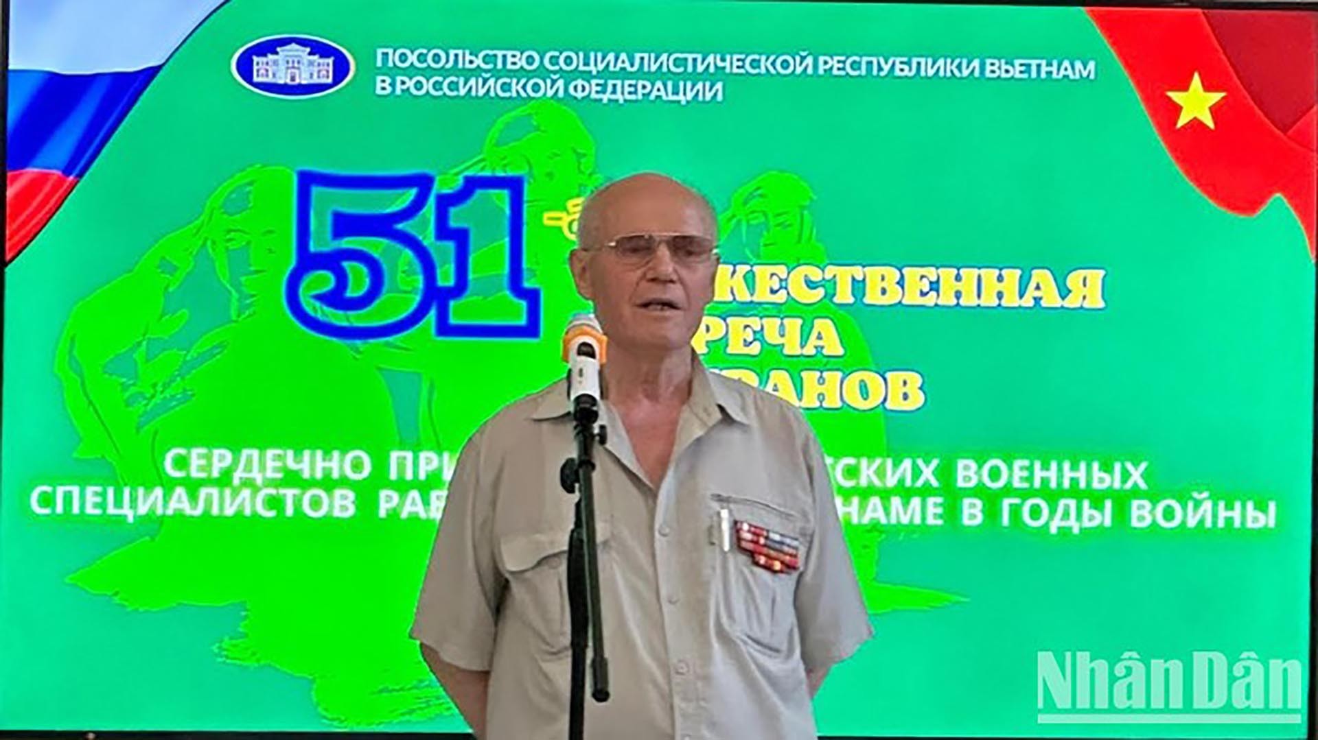 Chủ tịch Hội cựu chiến binh Nga từng công tác tại Việt Nam Nikolai Kolesnik. (Nguồn: nhandan.vn)