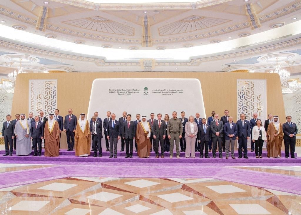 Các đại biểu tham dự Hội nghị về hòa bình Ukraine ở Jeddah, Saudi Arabia ngày 6/8. (Nguồn: Reuters)