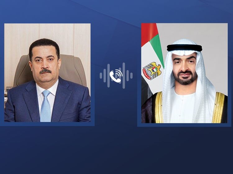 Tổng thống Các tiểu vương quốc Arab thống nhất (UAE) Sheikh Mohamed bin Zayed Al-Nahyan và Thủ tướng Iraq Mohammed Shia Al-Sudani điện đàm ngày 12/8. (Nguồn: WAM)
