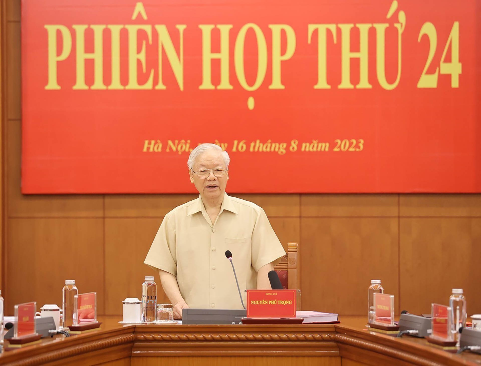 Tổng Bí thư Nguyễn Phú Trọng phát biểu kết luận Phiên họp. (Nguồn: TTXVN)