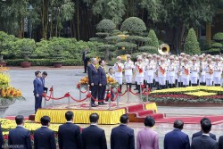 Toàn cảnh Lễ đón Tổng thống Kazakhstan Kassym-Jomart Tokayev thăm chính thức Việt Nam