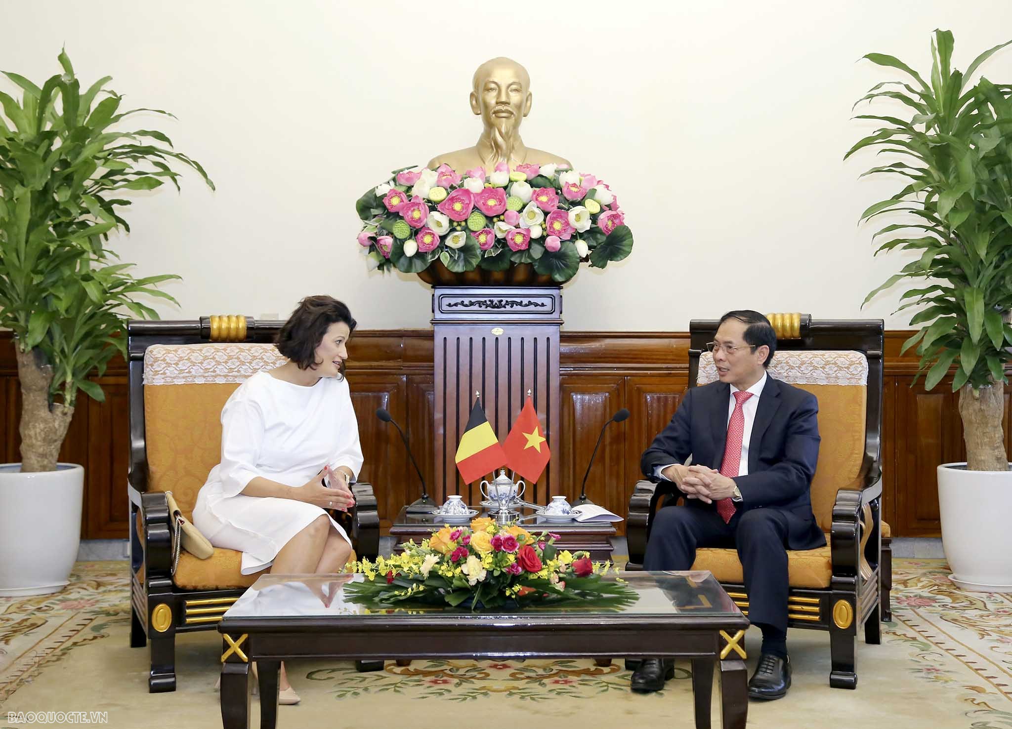 Bộ trưởng Ngoại giao Bùi Thanh Sơn tiếp Chủ tịch Thượng viện Bỉ