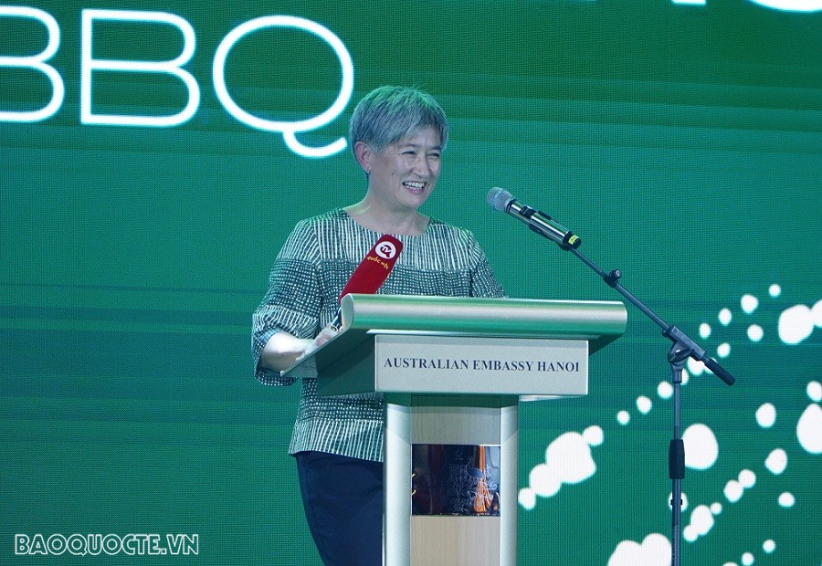 (08.23) Bộ trưởng Ngoại giao Australia Penny Wong phát biểu tại sự kiện Taste of Australia 2023. (Ảnh: Tuấn Việt)