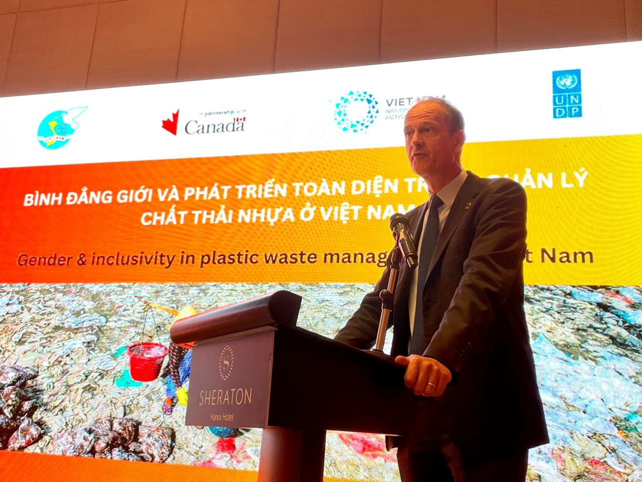 Ông Patrick Haverman - Phó Trưởng đại diện thường trú của UNDP Việt Nam phát biểu tại hội thảo. (Nguồn: UNDP)