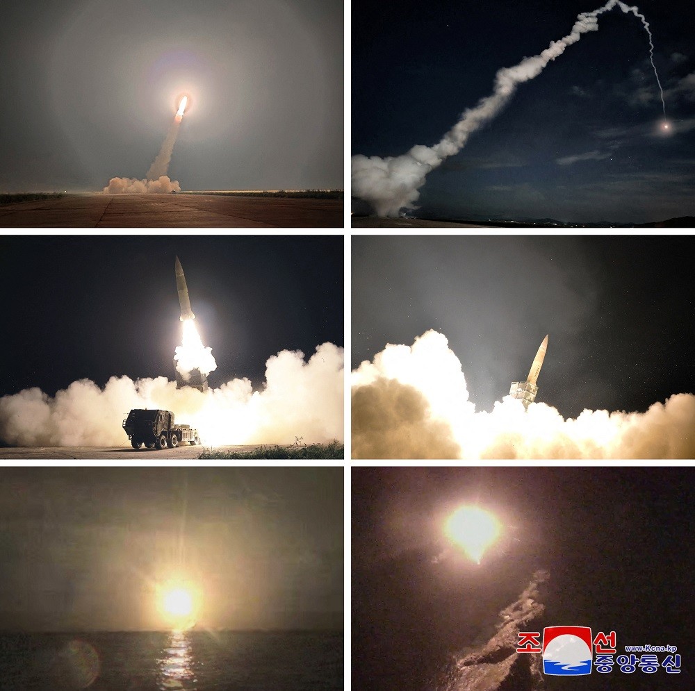 (08.31) Hình ảnh do Triều Tiên công bố về vụ phóng 2 tên lửa đạn đạo tầm ngắn ngày 31/8. (Nguồn: KCNA)