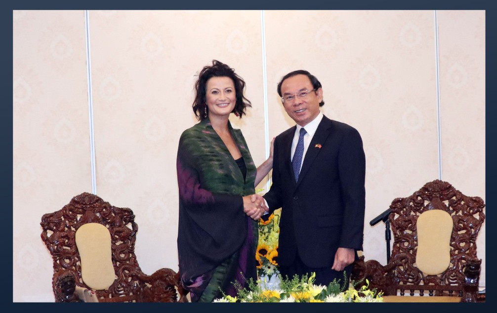 Bí thư Thành ủy TP. Hồ Chí Minh Nguyễn Văn Nên tiếp Chủ tịch Thượng viện Bỉ Stephanie D’Hose.