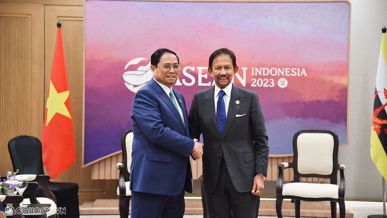 Ngày 6/9, Thủ tướng Chính phủ Phạm Minh Chính đã hội kiến Quốc vương Brunei Darussalam Sultan Haji Hassanal Bolkiah  nhân dịp tham dự Hội nghị Cấp cao ASEAN-43 và các Hội nghị liên quan. (Ảnh: Anh Sơn)