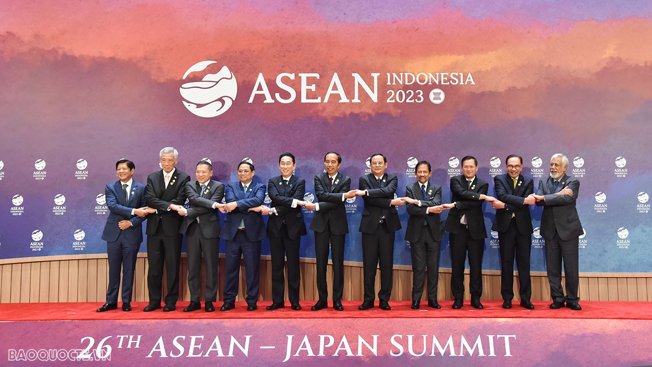 Sáng ngày 6/9, Thủ tướng Chính phủ Phạm Minh Chính đã cùng Lãnh đạo các nước dự các Hội nghị Cấp cao ASEAN-Nhật Bản lần thứ 26. (Ảnh: Anh Sơn)