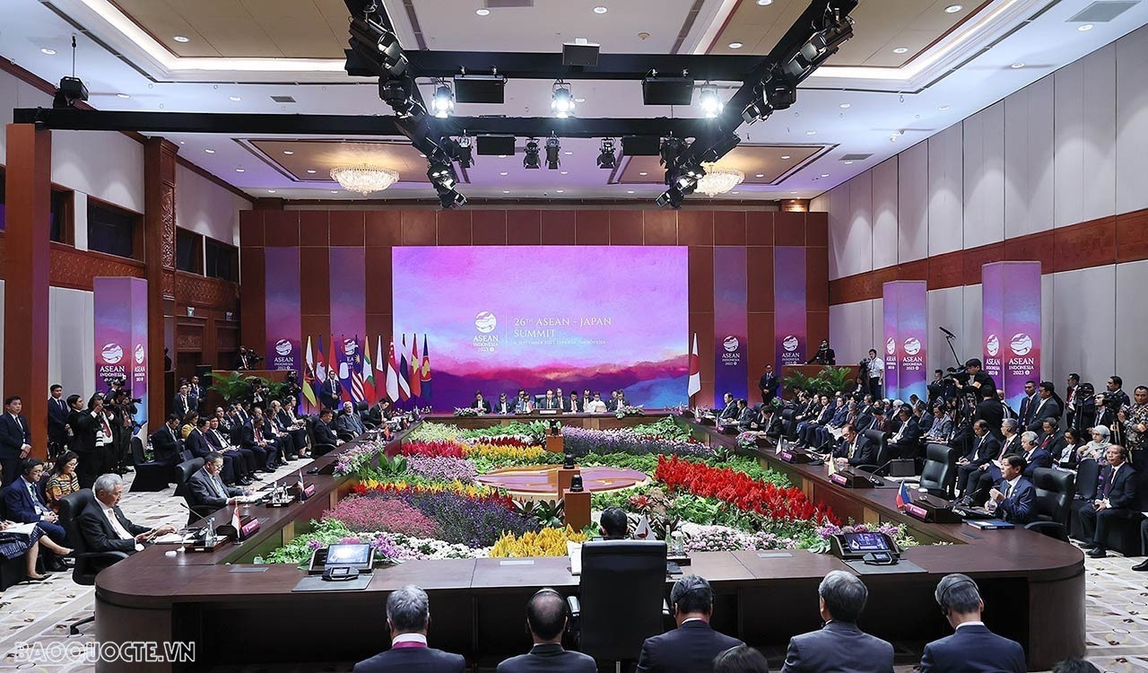 Sáng ngày 6/9, Thủ tướng Chính phủ Phạm Minh Chính đã cùng Lãnh đạo các nước dự các Hội nghị Cấp cao ASEAN-Nhật Bản lần thứ 26. (Ảnh: Anh Sơn)