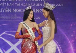 Á hậu Ngọc Hằng xúc động nhận sash dự thi Hoa hậu Liên lục địa 2023