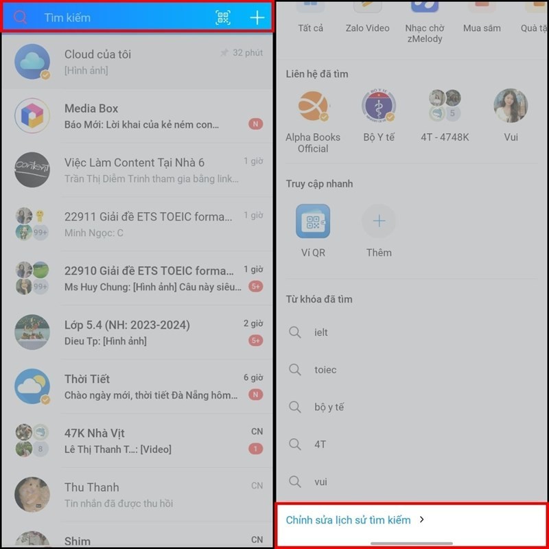 Hướng dẫn cách xóa lịch sử tìm kiếm trên Zalo cực đơn giản