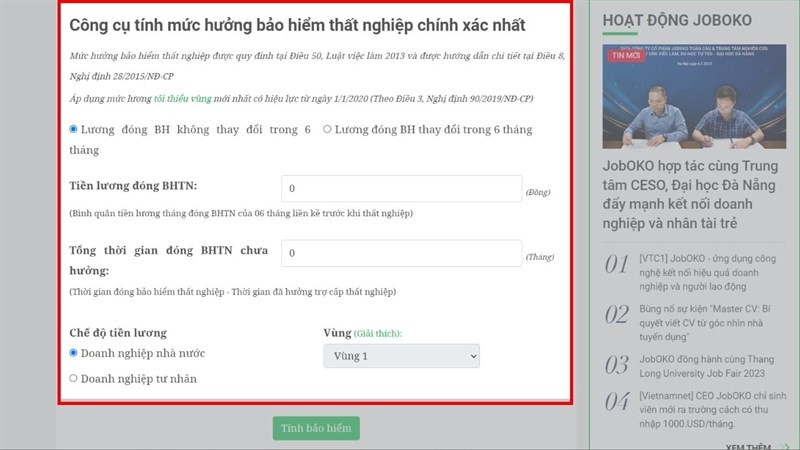 Cách tính bảo hiểm thất nghiệp online chính xác, ai cũng nên biết