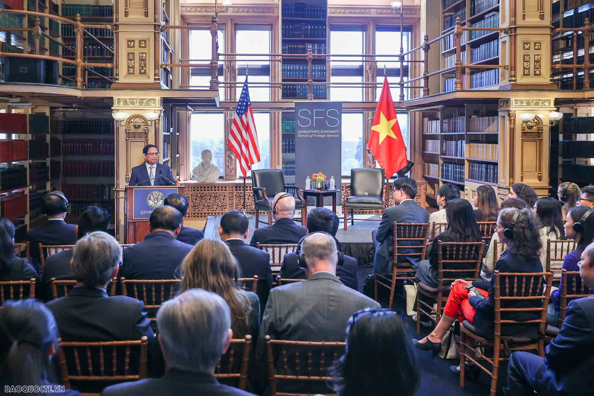 PM Pham Minh Chinh delivers policy speech at Georgetown University