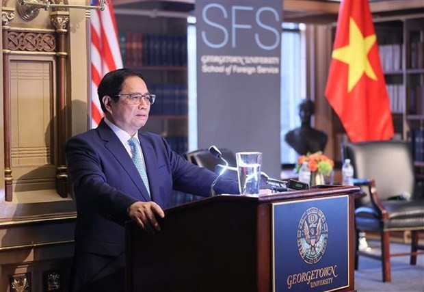 PM Pham Minh Chinh delivers policy speech at Georgetown University