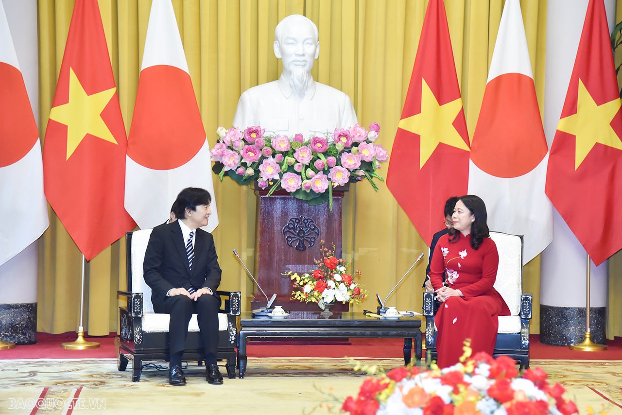 Vice President Vo Thi Anh Xuan welcomes Japan’s Crown Prince, Crown Princess