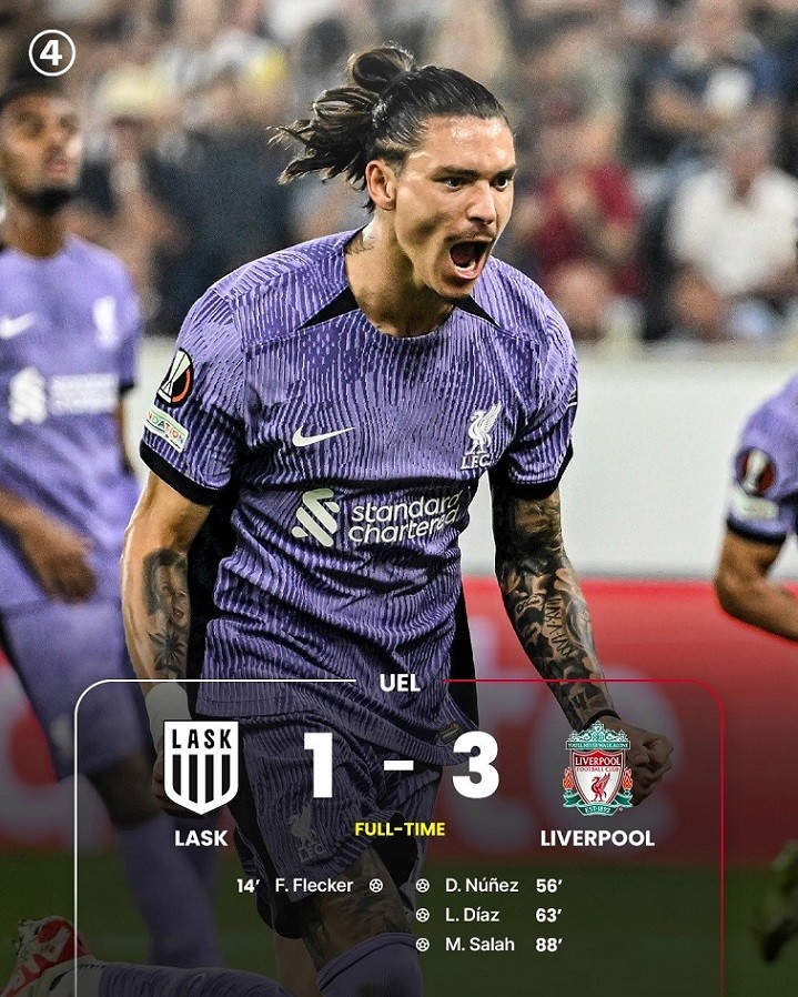 Liverpool tiếp tục lội ngược dòng thắng 3-1.