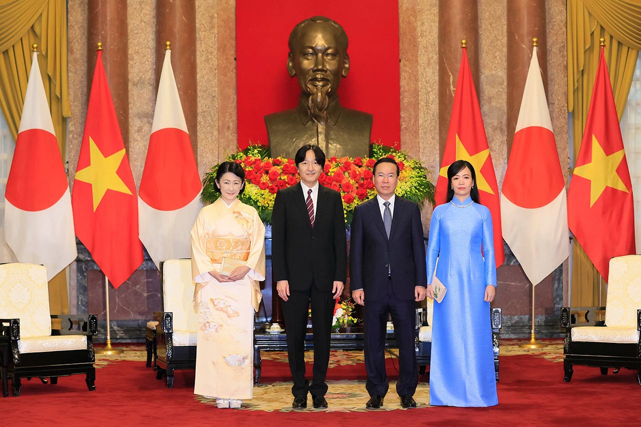 Chủ tịch nước Võ Văn Thưởng và Phu nhân tiếp Hoàng Thái tử Nhật Bản và Công nương