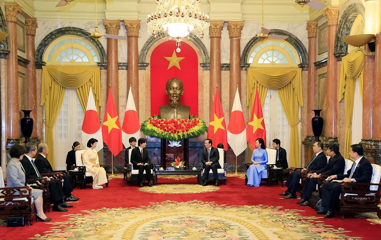 President Vo Van Thuong hosts Japanese Crown Prince, Crown Princess in Hanoi