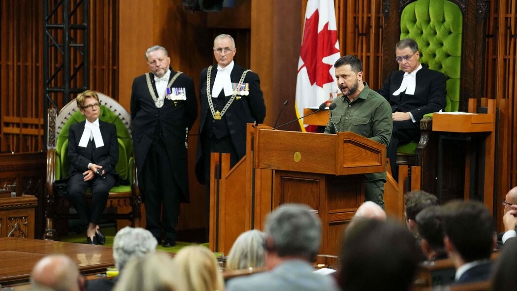 Ngày 22/9, Tổng thống Ukraine Volodymyr Zelensky đã có bài phát biểu trước Quốc hội Canada nhân chuyến thăm chính thức nước này. (Nguồn: AP)