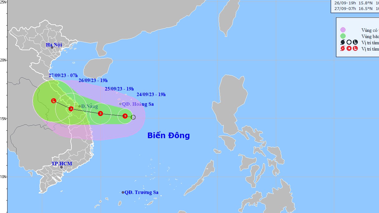 Dự báo áp thấp nhiệt đới: Vùng biển Quảng Trị đến Quảng Ngãi sẽ có gió giật cấp 9; Trung Bộ, Tây Nguyên, Nam Bộ mưa vừa, mưa to