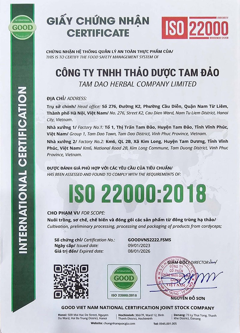 Chứng nhận ISO 22000