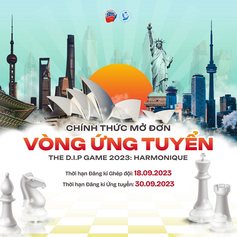 Cuộc thi Tìm kiếm Nhóm Sinh viên Tài năng - The D.I.P Game 2023 được tổ chức bởi Khoa Chính trị quốc tế và Ngoại giao, Học viện Ngoại giao Việt Nam.