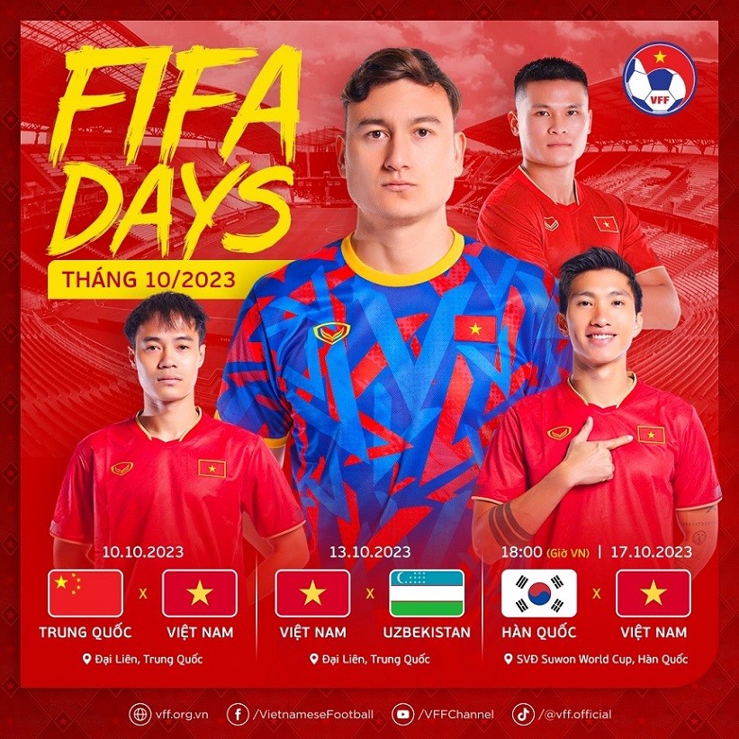 FIFA days tháng 10: Danh sách đội tuyển Việt Nam hội quân với nhiều cầu thủ U23