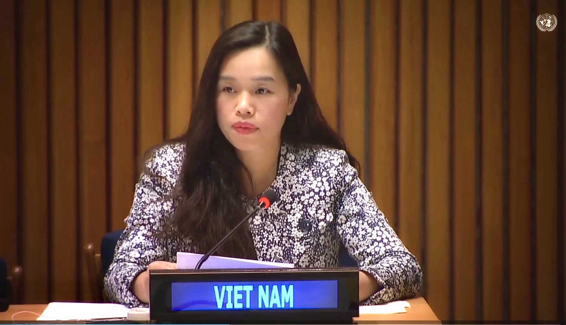 Tham tán Công sứ Lê Thị Minh Thoa, Phó Trưởng Phái đoàn thường trực Việt Nam tại LHQ phát biểu tại phiên thảo luận