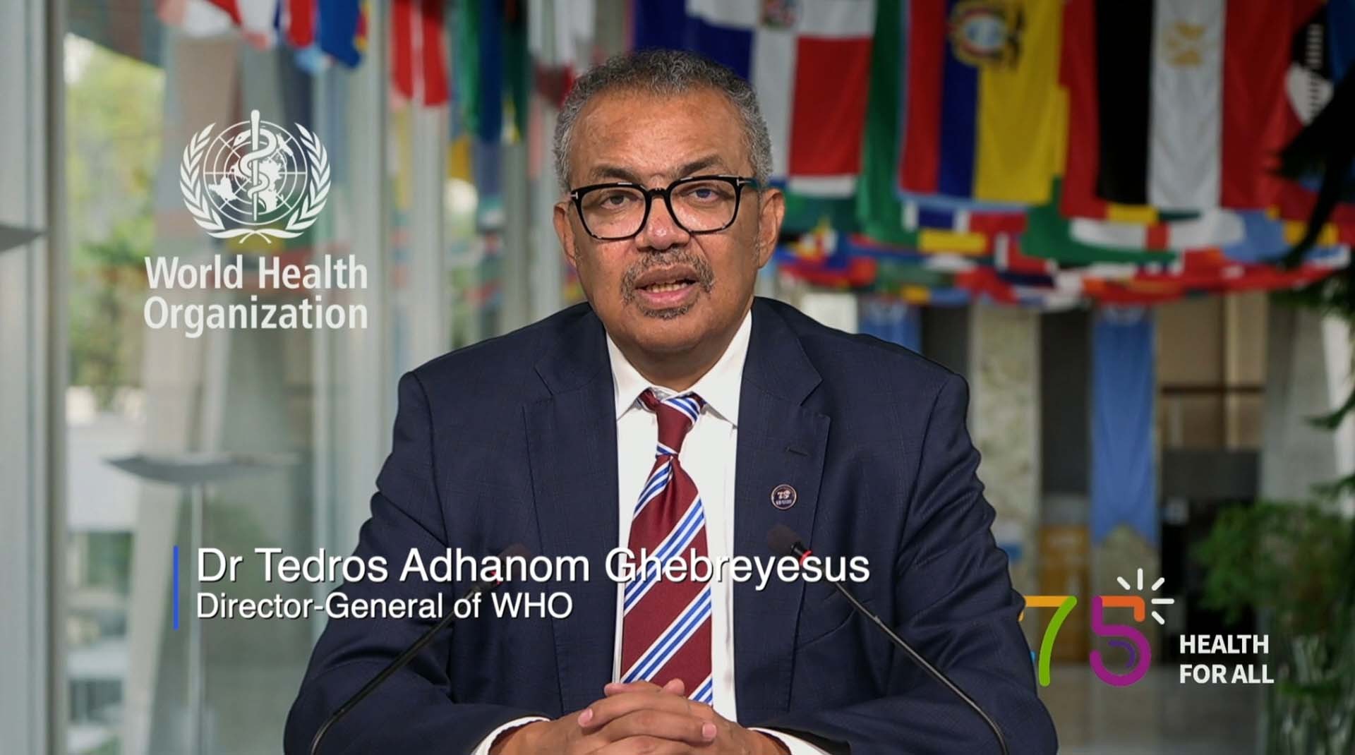 Tổng giám đốc Tổ chức y tế Thế giới (WHO) Tedros Adhanom Ghebreyesus trong video thông điệp gửi Việt Nam. (Nguồn: WHO)