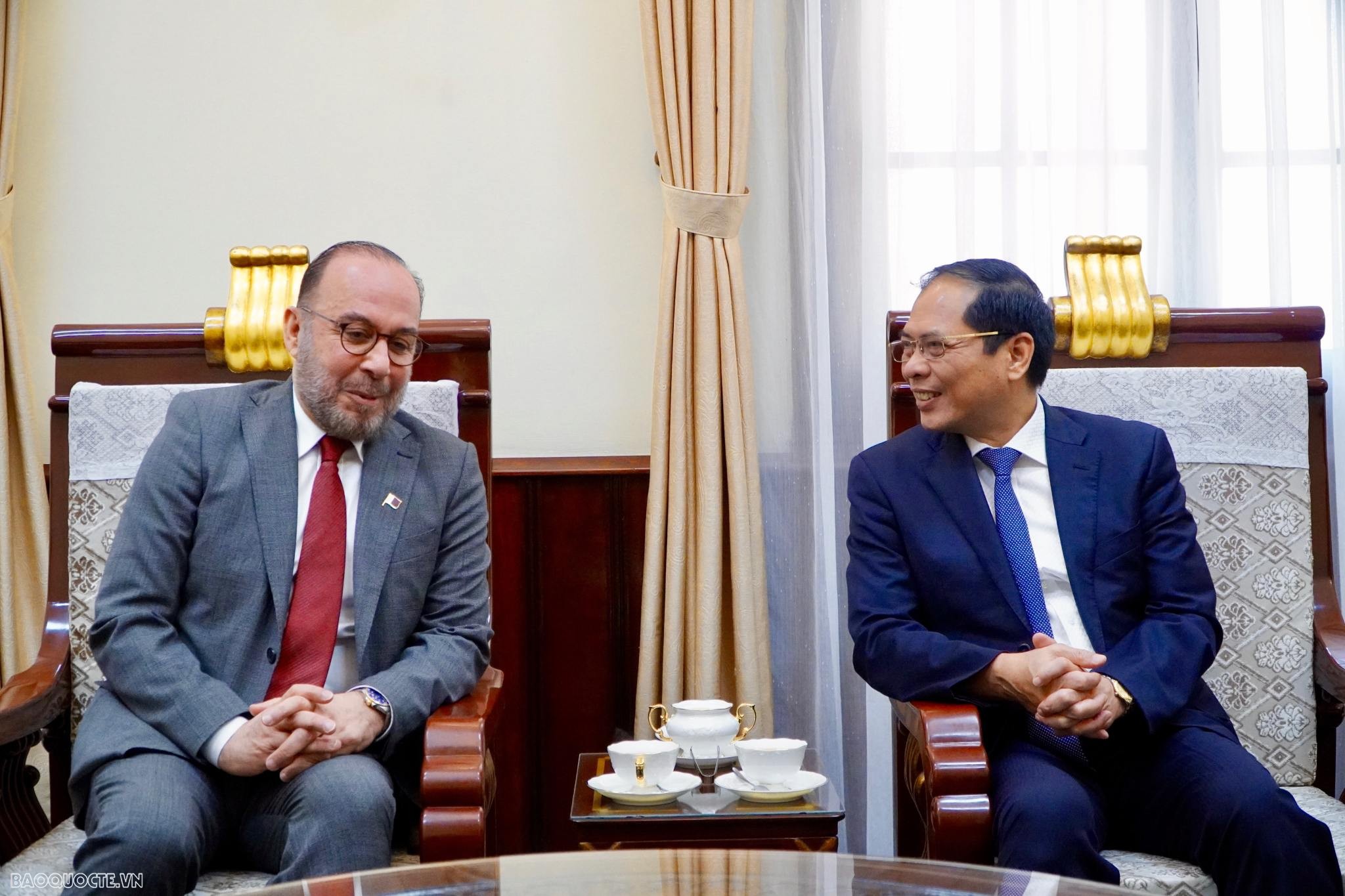 Bộ trưởng Bộ Ngoại giao Bùi Thanh Sơn tiếp Đại sứ Qatar