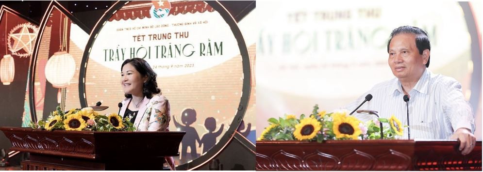 Thứ trưởng Bộ Lao động – Thương binh và xã hội Nguyễn Thị Hà, Nguyên Bộ trưởng Bộ Thông tin và truyền thông Lê Doãn Hợp tham dự và phát biểu tại chương trình.