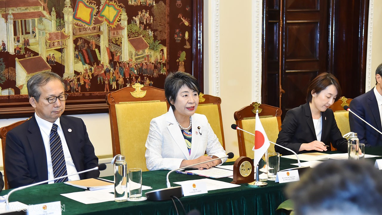 Bộ trưởng Ngoại giao Bùi Thanh Sơn đón, hội đàm với Bộ trưởng Ngoại giao Nhật Bản Kamikawa Yoko