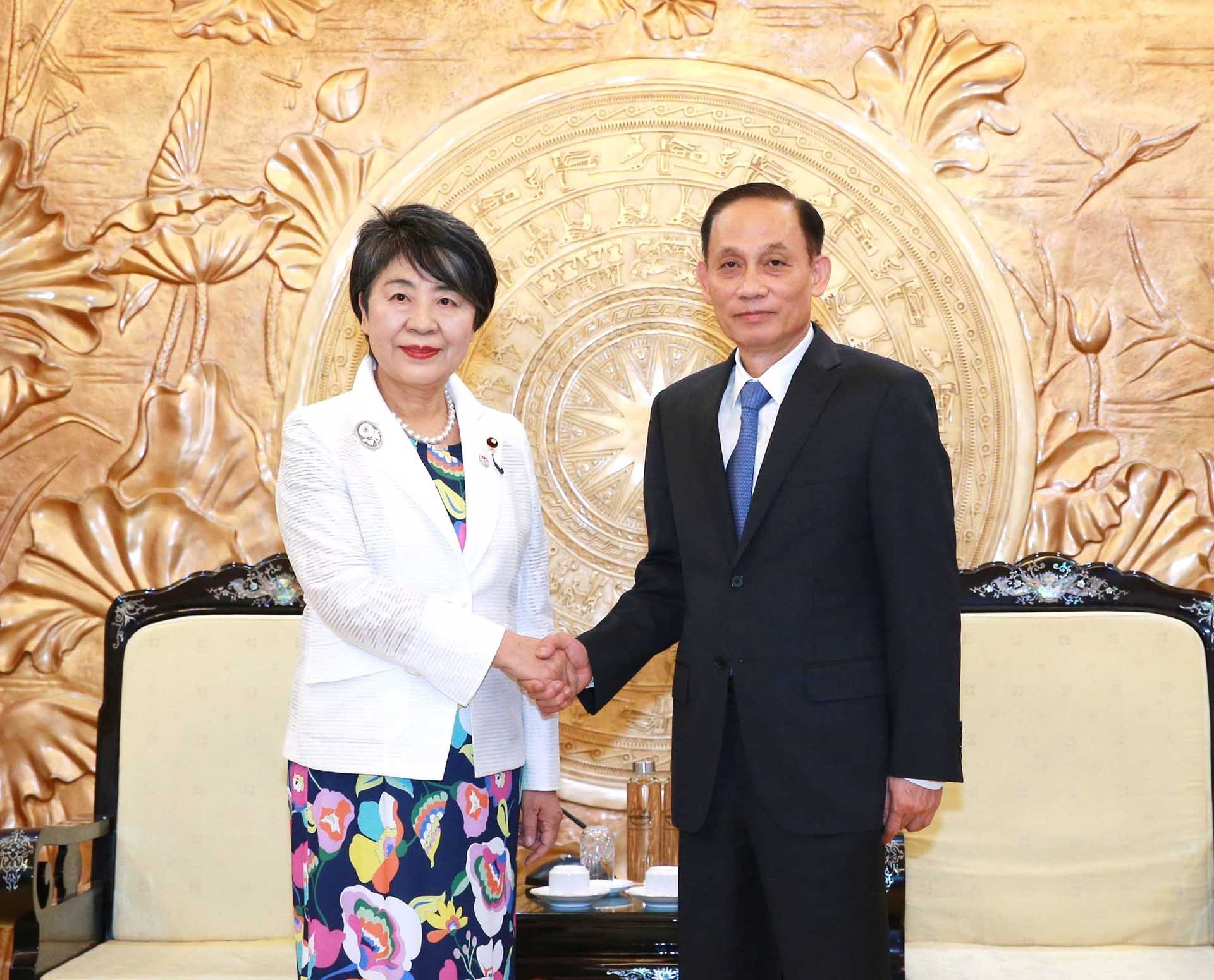 Trưởng ban Đối ngoại Trung ương Lê Hoài Trung tiếp Bộ trưởng Ngoại giao Nhật Bản Kamikawa Yoko. (Nguồn: TTXVN)