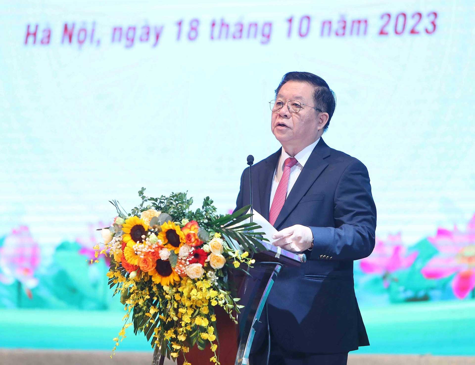 Bí thư Trung ương Đảng, Trưởng ban Tuyên giáo Trung ương Nguyễn Trọng Nghĩa phát biểu.
