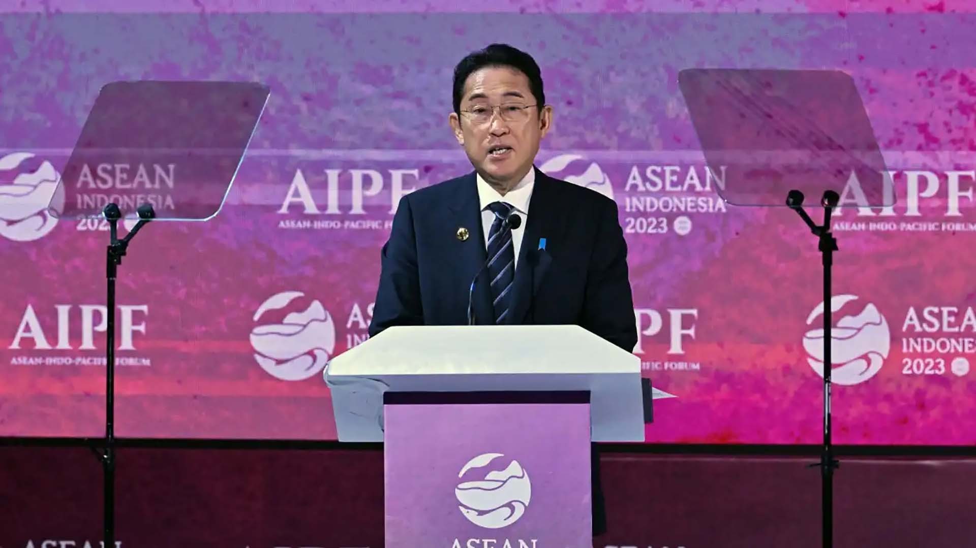 Thủ tướng Nhật Bản Kishida Fumio phát biểu tại Diễn đàn ASEAN - Ấn Độ Dương - Thái Bình Dương (AIPF) tháng 9/2023. (Nguồn: Reuters)