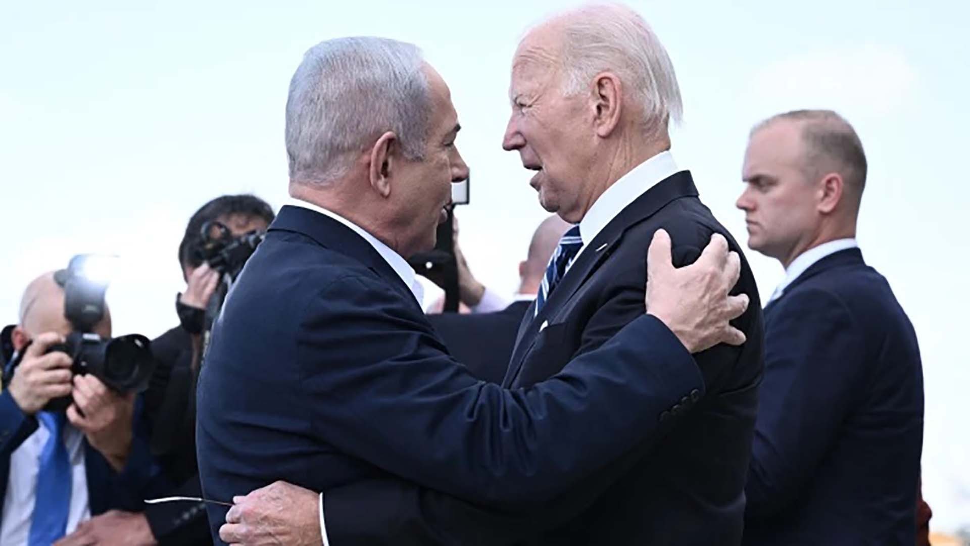 Tổng thống Mỹ Joe Biden và Thủ tướng Israel Benjamin Netanyahu tại Tel Aviv ngày 18/10. (Nguồn: AFP/Getty Images)