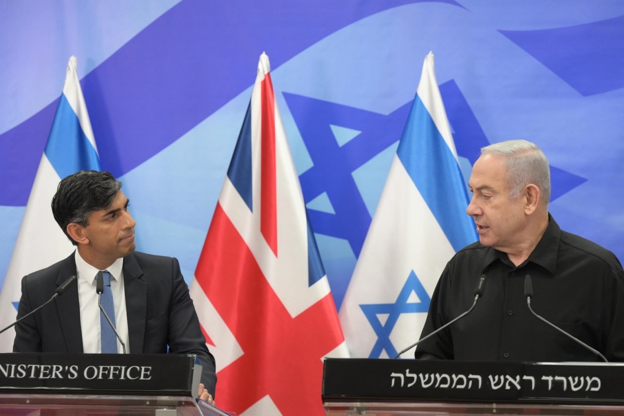 (10.19) Thủ tướng Anh Rishi Sunak (trái) và người đồng cấp Israel Benjamin Netanyahu tại Jerusalem. (Nguồn: GPO)