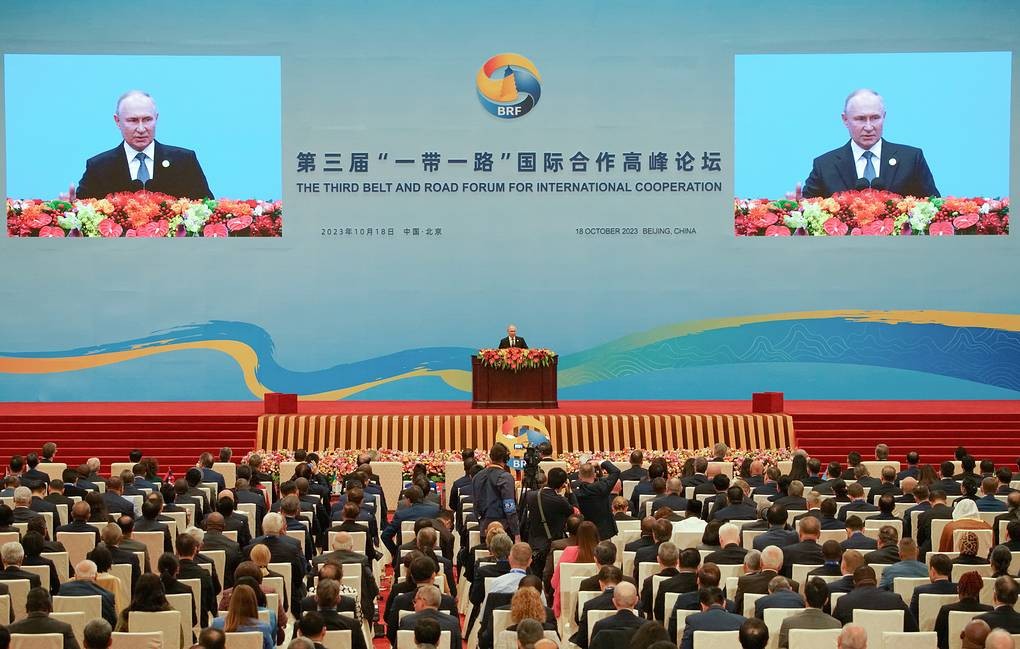  Tổng thống Nga Vladimir Putin đưa ra tuyên bố trên trong thông điệp gửi đến Diễn đàn Kinh doanh năng lượng Nga-Trung Quốc lần thứ 5 diễn ra tại Bắc Kinh. (Nguồn: TASS)