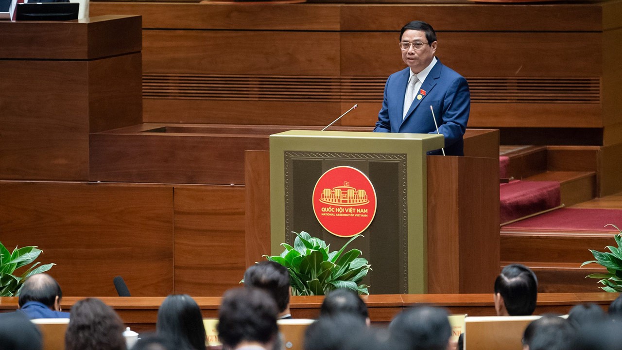 Thủ tướng Phạm Minh Chính Báo cáo kết quả thực hiện kế hoạch phát triển kinh tế - xã hội năm 2023; dự kiến kế hoạch phát triển kinh tế - xã hội năm 2024 tại Phiên khai mạc Kỳ họp thứ 6, Quốc hội khóa XV.