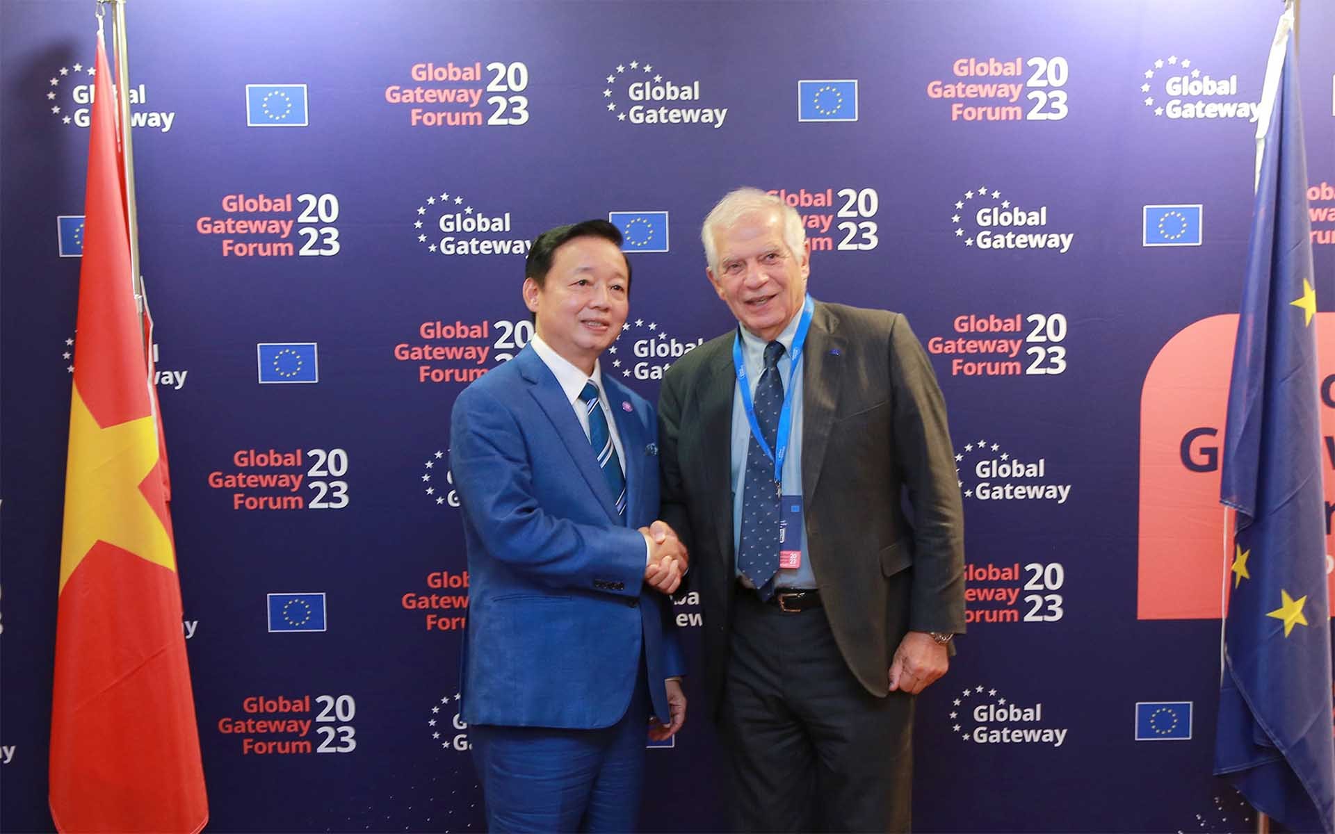 Phó Thủ tướng Trần Hồng Hà và Phó Chủ tịch Ủy ban châu Âu (EC) - Đại diện cấp cao EU về chính sách an ninh và đối ngoại Josep Borrell. (Nguồn: VGP)