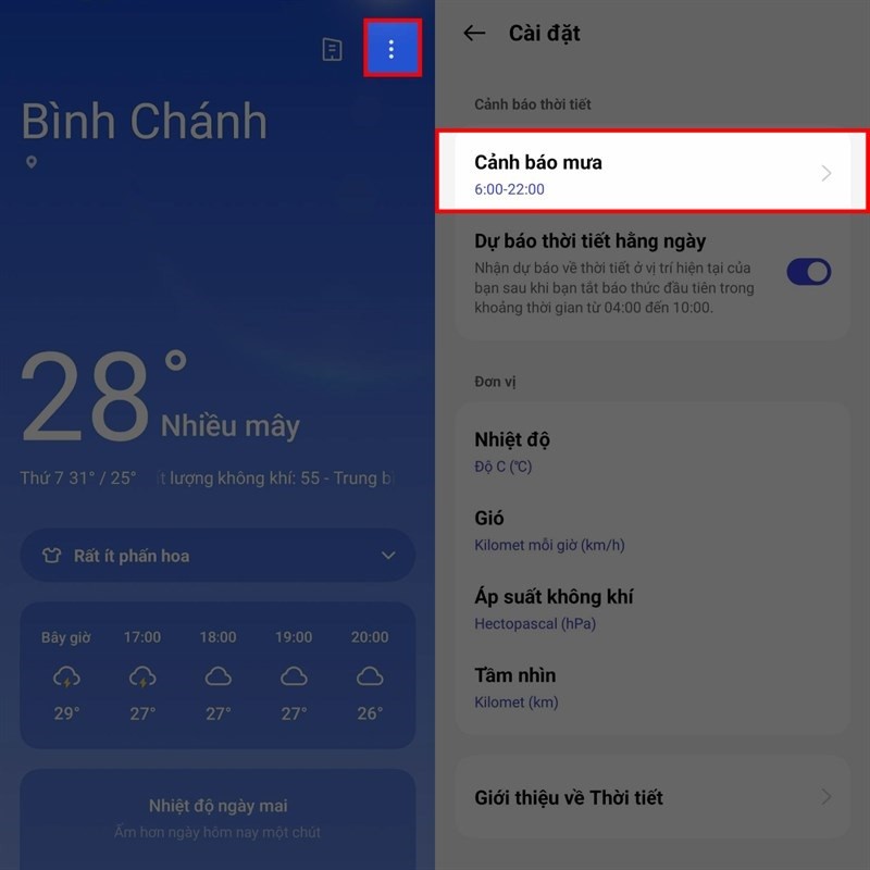 Cách nhận cảnh báo trời mưa trên OPPO siêu đơn giản