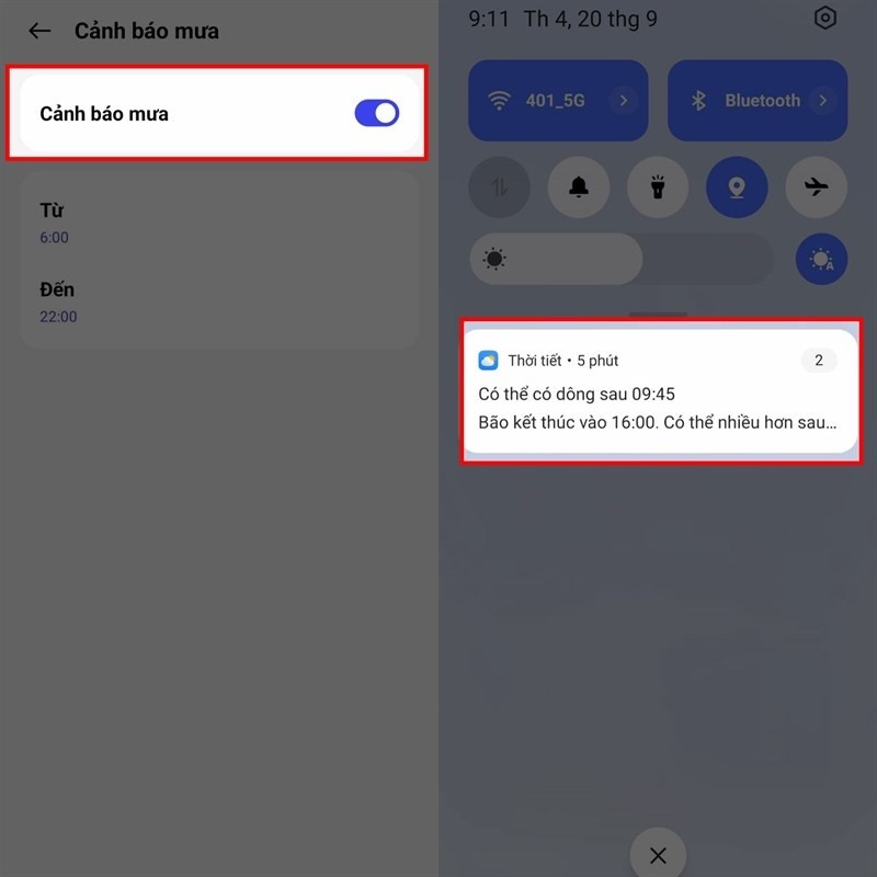 Cách nhận cảnh báo trời mưa trên OPPO siêu đơn giản