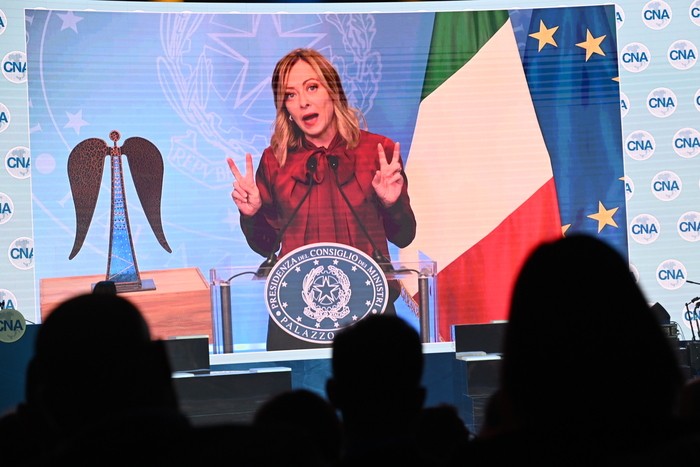  Thủ tướng Italy Giorgia Meloni phát biểu trong một thông điệp video được đăng trực tuyến ngày 10/11. (Nguồn: ANSA(