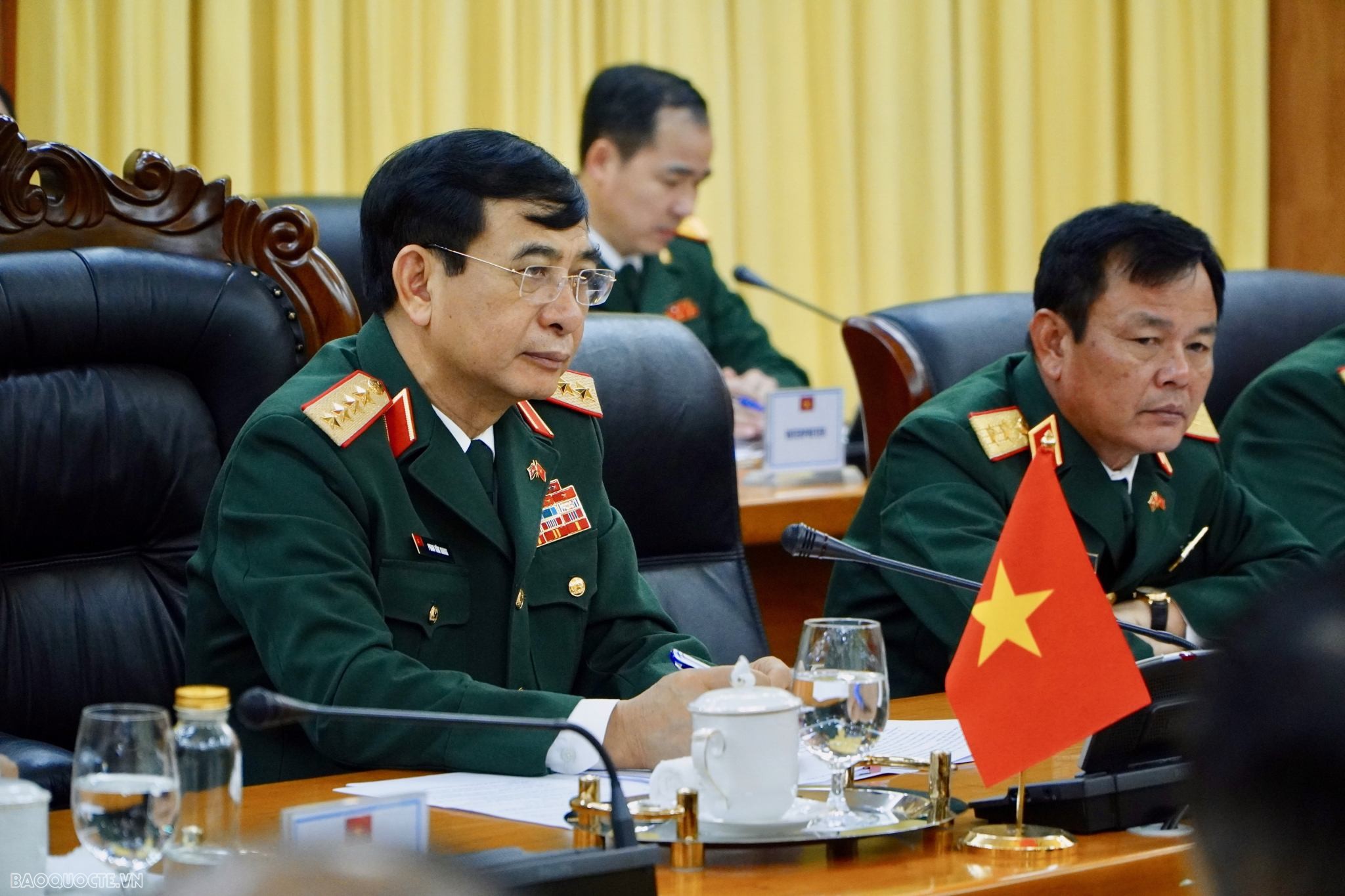 Đại tướng Phan Văn Giang phát biểu tại hội đàm. (Ảnh: Tuấn Việt)