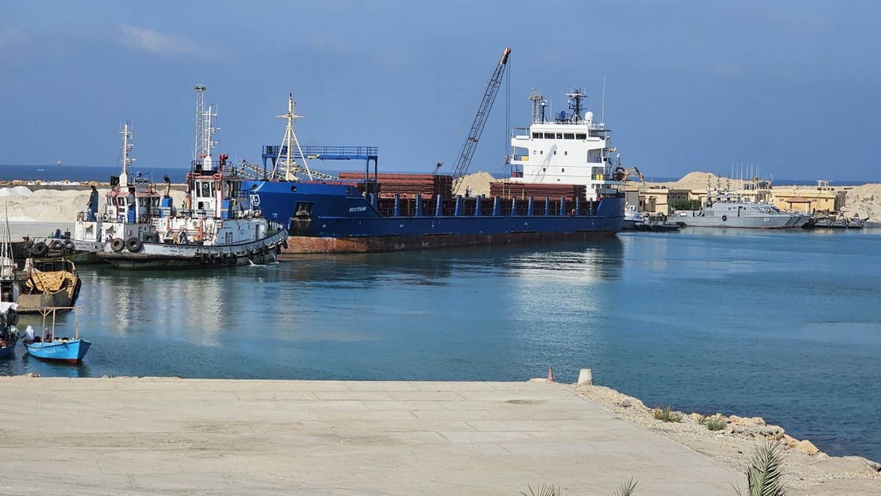 Ngày 13/11, một con tàu của Thổ Nhĩ Kỳ mang theo trang thiết bị và vật dụng để thiết lập bệnh viện dã chiến để hỗ trợ người dân ở Dải Gaza đã cập cảng El Arish của Ai Cập. (Nguồn: AA)