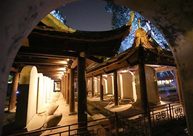 A night scene at Hanoi's Temple of Literature. VNA Photo