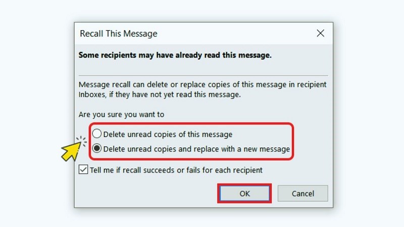 Hướng dẫn cách thu hồi, thay thế email đã gửi trong Outlook
